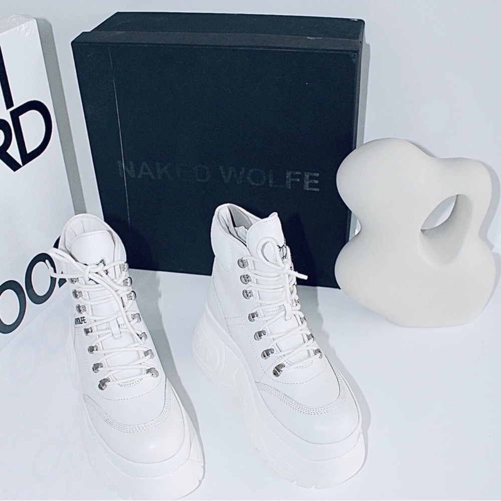 NAKED WOLFE Spike White Leather Boots - Picture 5 of 6